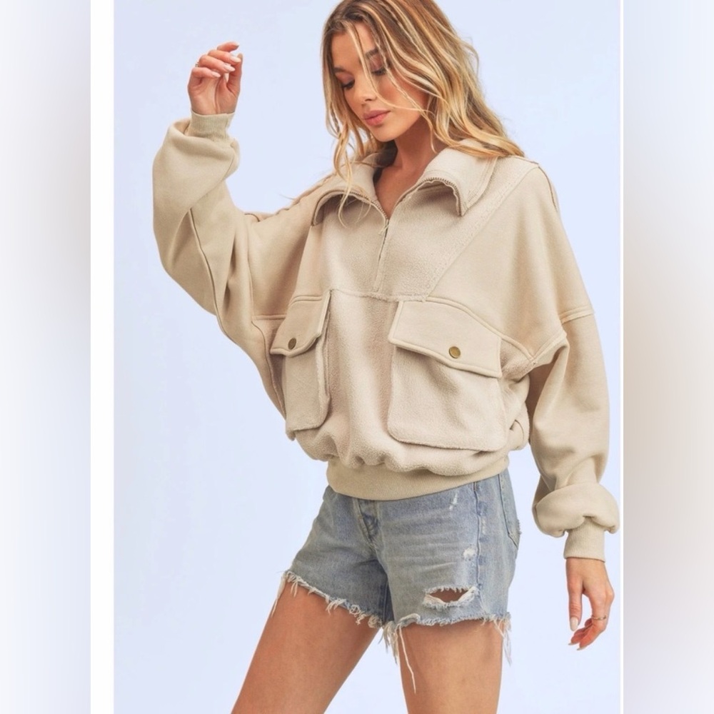 Women's Tan Zip-Up Jacket